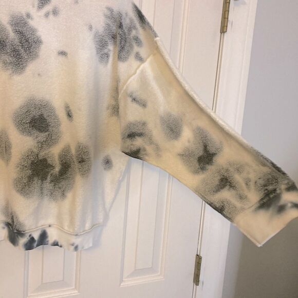 Free People Intimately Black White Paint Splatter Fleece Oversized Sweatshirt SP - Picture 4 of 8